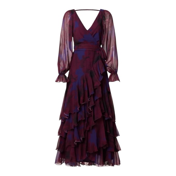 Hutch Kya Wrap Dress Long Sleeve in Purple Floral Chiffon Size Small - Picture 5 of 13